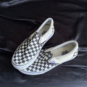 Checkered slip on vans